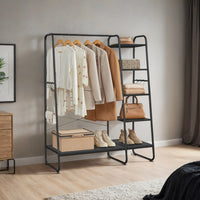Open Kledingrek 5 Niveaus met Schoenenrek en 6 S-haken, 45 x 120 x 160 cm