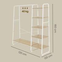 Open Kledingrek 5 Niveaus met Schoenenrek en 6 S-haken, 45 x 120 x 160 cm