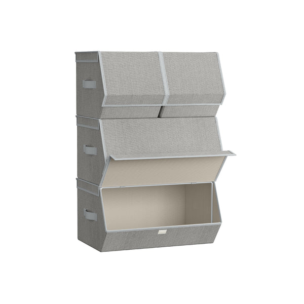 Stapelbare Opbergdozen met Deksel en Magneetsluiting, Set van 4