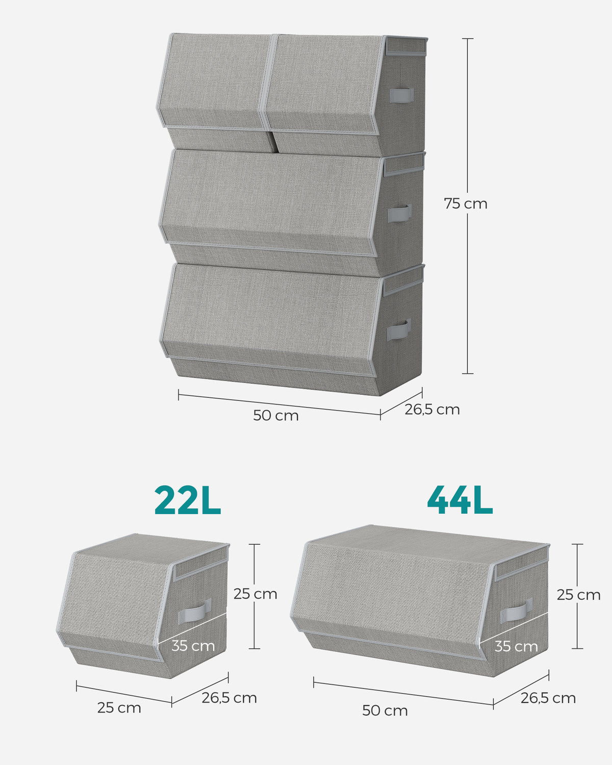 Stapelbare Opbergdozen met Deksel en Magneetsluiting, Set van 4