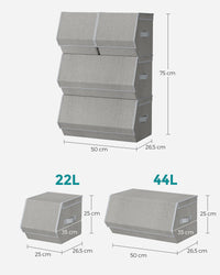 Stapelbare Opbergdozen met Deksel en Magneetsluiting, Set van 4