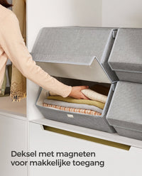 Stapelbare Opbergdozen met Deksel en Magneetsluiting, Set van 4