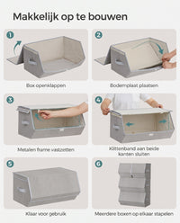 Stapelbare Opbergdozen met Deksel en Magneetsluiting, Set van 4