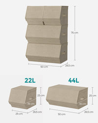 Stapelbare Opbergdozen met Deksel en Magneetsluiting, Set van 4