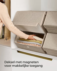 Stapelbare Opbergdozen met Deksel en Magneetsluiting, Set van 4