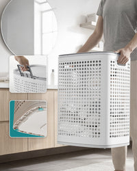 Smalle Wasmand met Deksel van Kunststof, 75 L