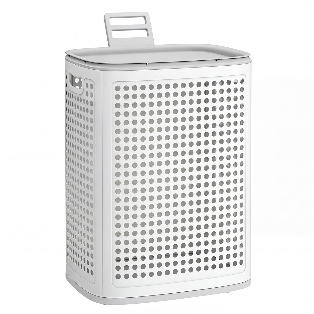 Smalle Wasmand met Deksel van Kunststof, 75 L