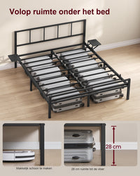 Metalen Bedframe met Hoofdbord en Opbergplanken 140 x 200 cm
