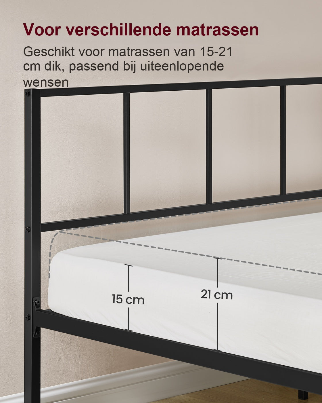 Metalen Bedframe met Hoofdbord en Opbergplanken 140 x 200 cm
