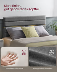 Bedframe met Verstelbaar Gestoffeerd Hoofdbord en Metalen Frame, Leigrijs