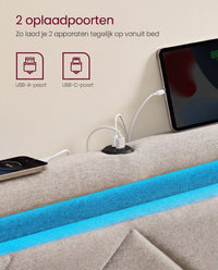 Gestoffeerd Bedframe met 4 Lades, Ledverlichting en Laadstation, Verstelbaar Hoofdbord