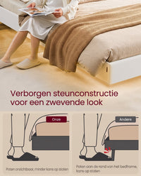 Bedframe met Zweefeffect, Ledverlichting en Laadstation, Wolkwit