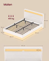 Bedframe met Zweefeffect, Ledverlichting en Laadstation, Wolkwit