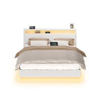 Bedframe met Zweefeffect, Ledverlichting en Laadstation, Wolkwit