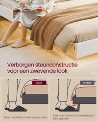 Bedframe met Zweefeffect, Ledverlichting en Laadstation, Wolkwit