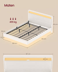 Bedframe met Zweefeffect, Ledverlichting en Laadstation, Wolkwit