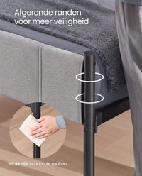 Metalen Bedframe met Zacht Gestoffeerd Hoofdbord, Duifgrijs