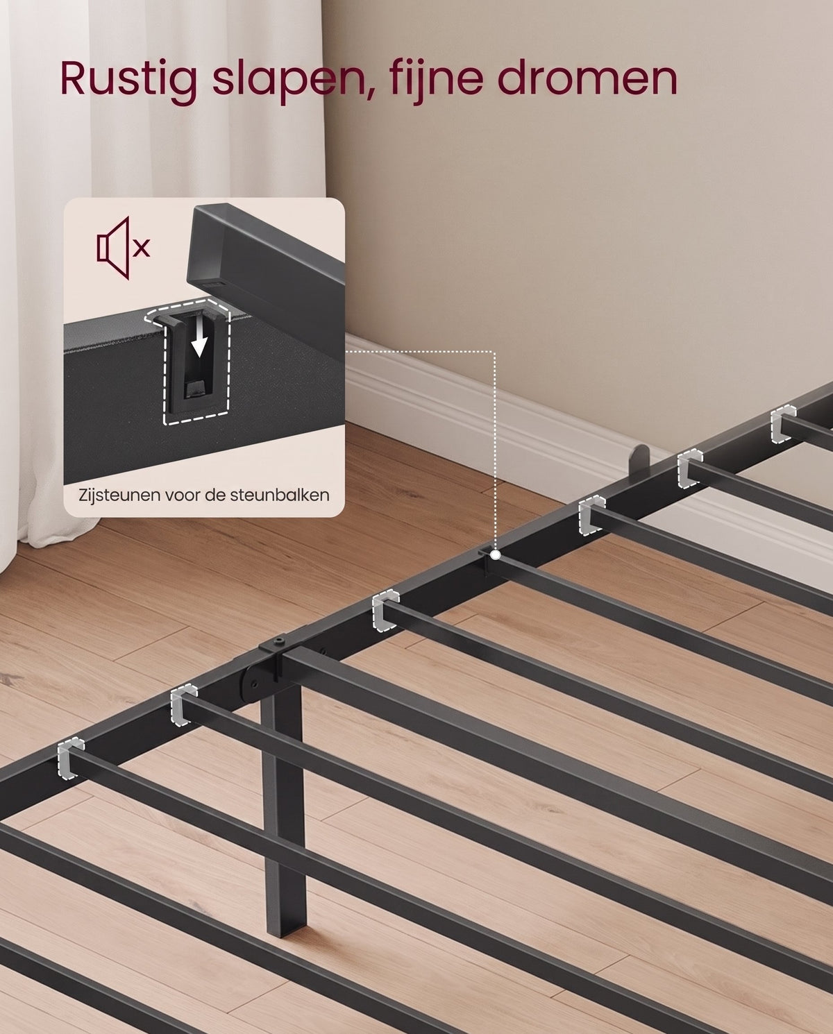 Metalen Bedframe met Zacht Gestoffeerd Hoofdbord, Duifgrijs