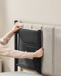 Metalen Bedframe met Zacht Gestoffeerd Hoofdbord, Duifgrijs