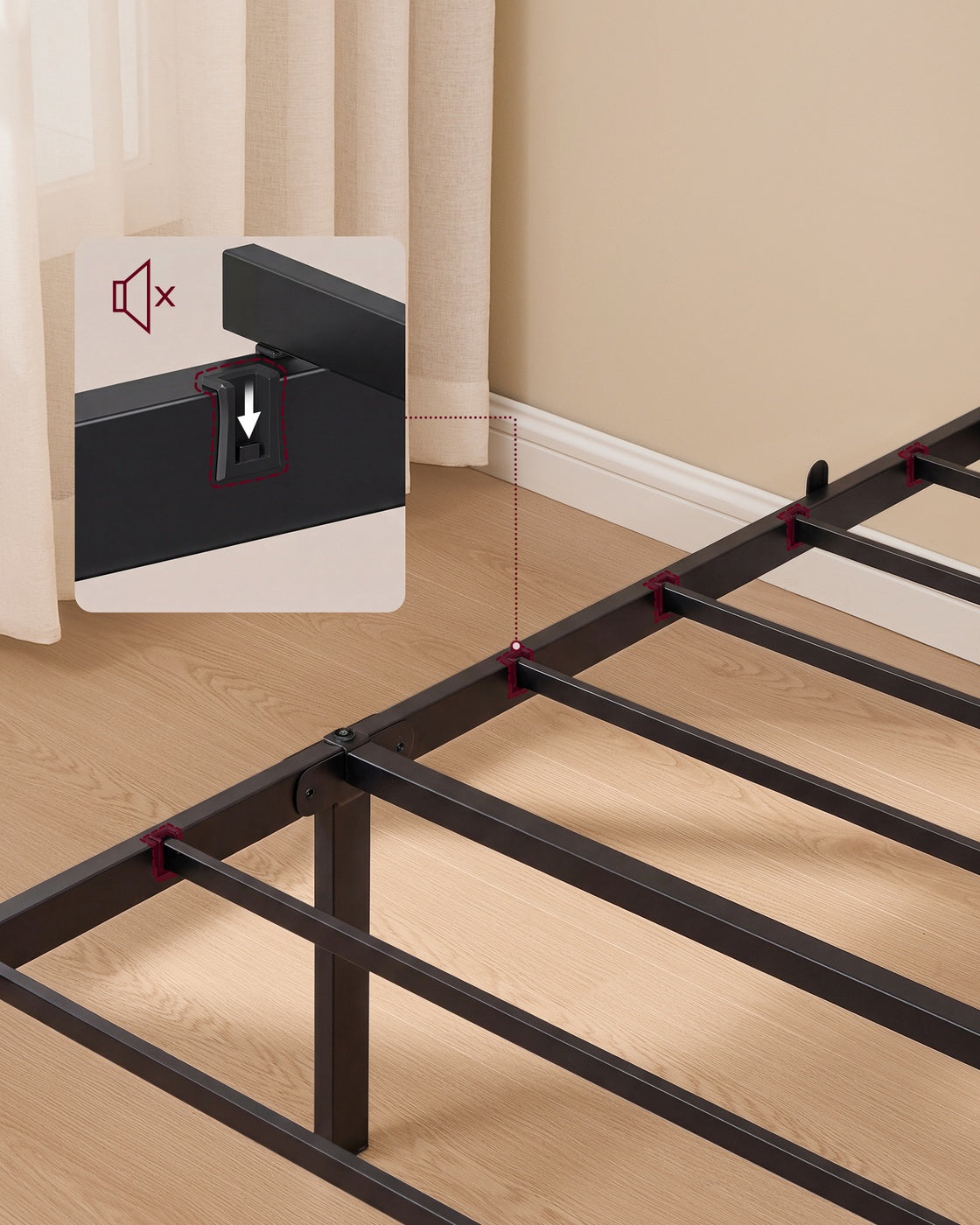 Metalen Bedframe met Zacht Gestoffeerd Hoofdbord, Duifgrijs