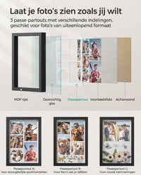 Fotolijst A4 om te Vullen met 6 Passe-partouts en Muurhaken, Los of Set van 2