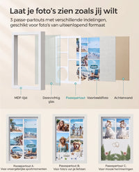 Fotolijst A4 om te Vullen met 6 Passe-partouts en Muurhaken, Los of Set van 2