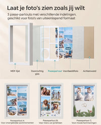 Fotolijst A4 om te Vullen met 6 Passe-partouts en Muurhaken, Los of Set van 2
