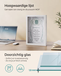 Fotolijst A4 om te Vullen met 6 Passe-partouts en Muurhaken, Los of Set van 2