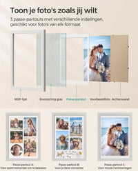 Fotolijst A4 met 3 Passe-partouts en Muurhaken zonder Boren, 36,5 x 26 cm