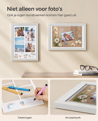 Fotolijst A4 met 3 Passe-partouts en Muurhaken zonder Boren, 36,5 x 26 cm