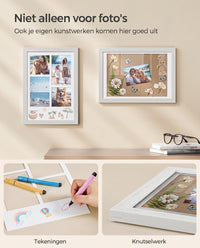 Fotolijst A4 met 3 Passe-partouts en Muurhaken zonder Boren, 36,5 x 26 cm