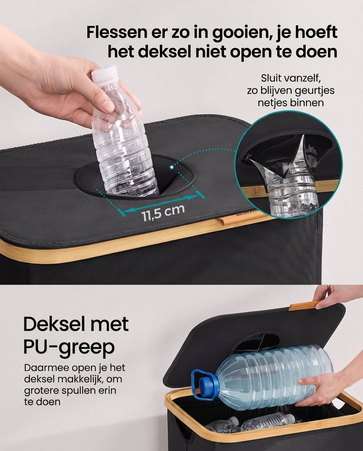 Flessenverzamelaar met Deksel, Inwerpgat en Uitneembare Binnenzak