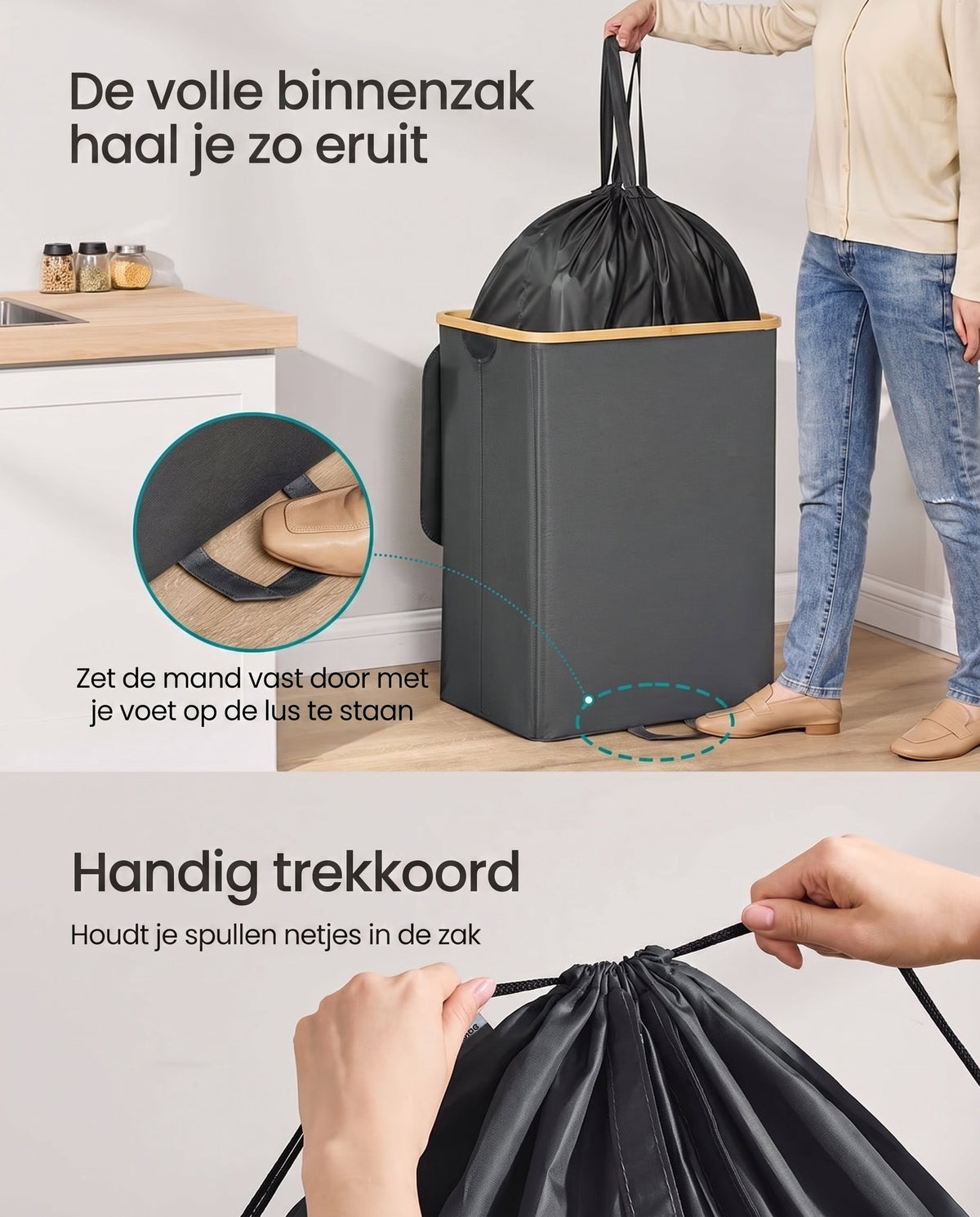 Flessenverzamelaar met Deksel, Inwerpgat en Uitneembare Binnenzak