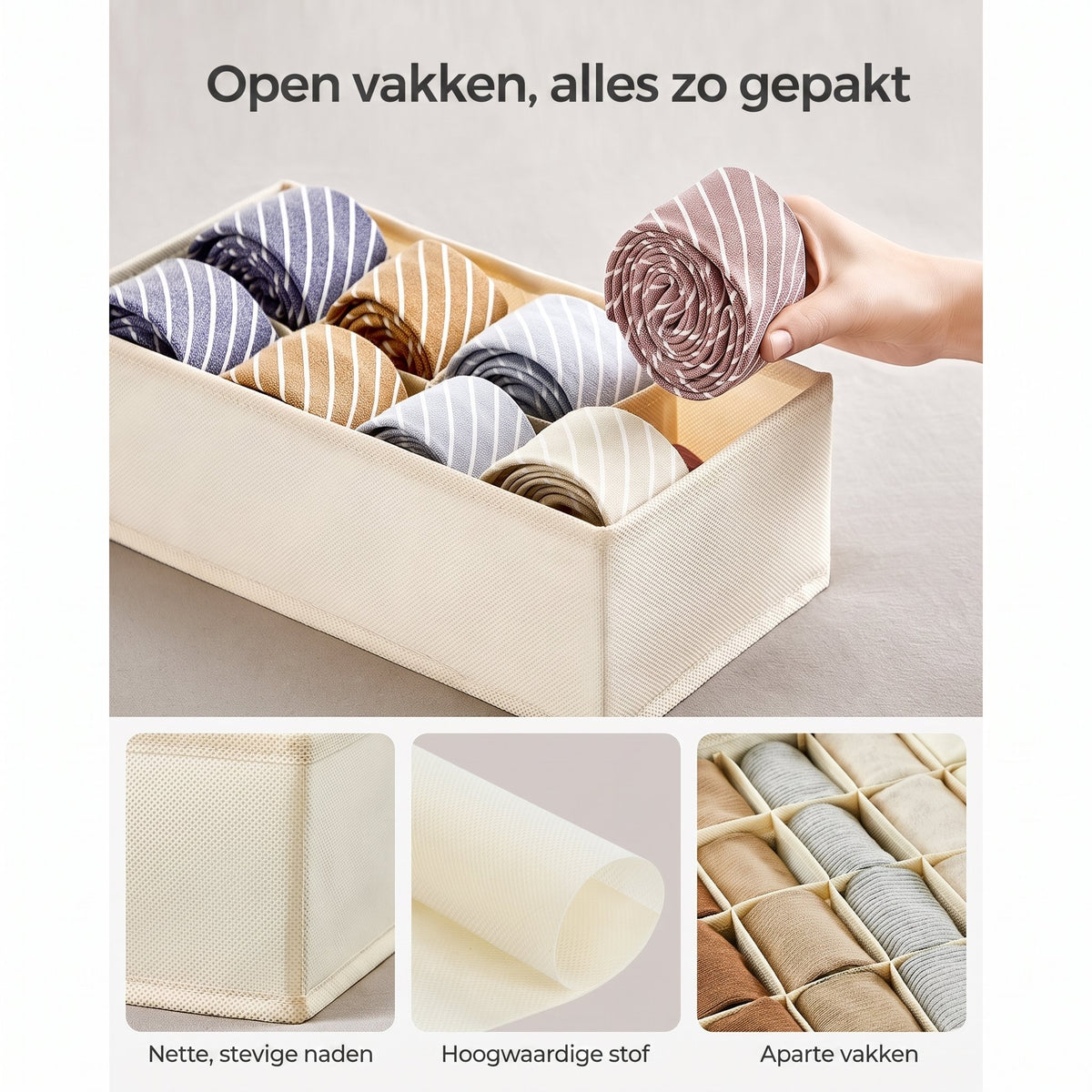 Opvouwbare Lade-organizers voor Ondergoed met Vakken, Set van 8