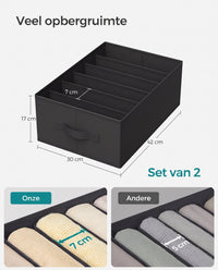 Opvouwbare Kledingkastorganizers met 6 Vakken, Set van 4, 42 x 30 x 17 cm