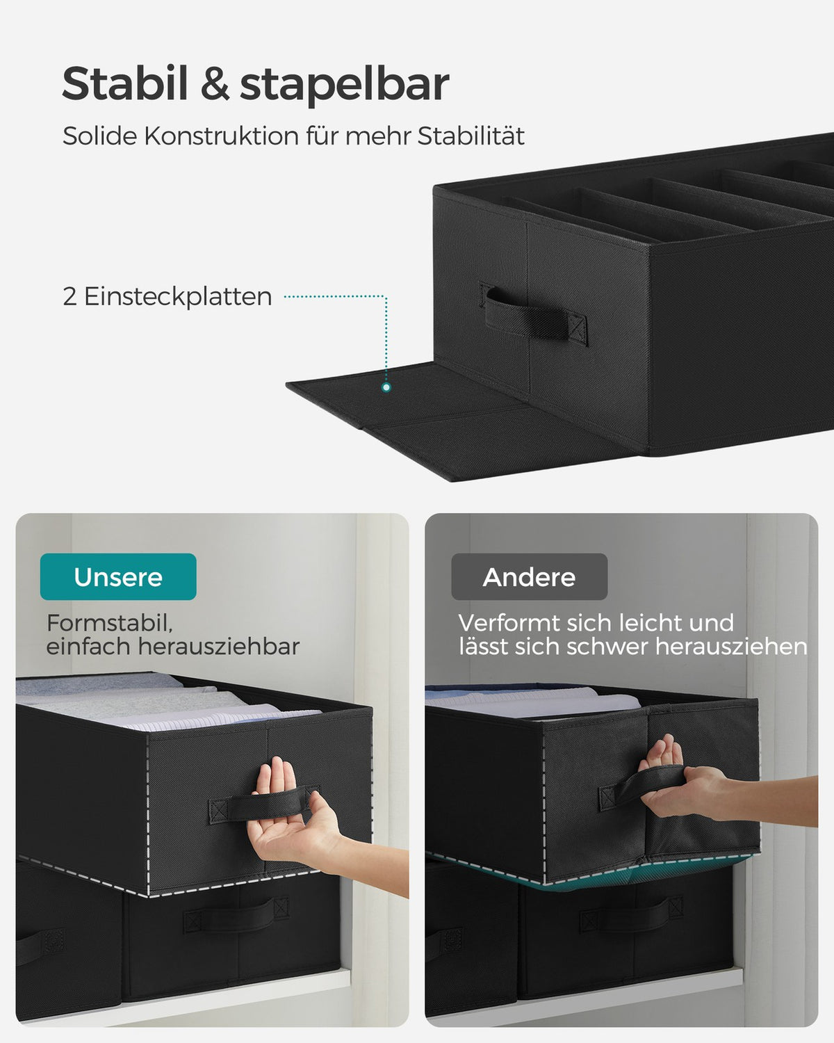 Opvouwbare Kledingkastorganizers met 6 Vakken, Set van 4, 42 x 30 x 17 cm