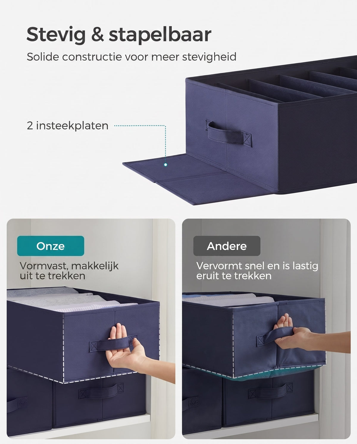 Opvouwbare Kledingkastorganizers met 6 Vakken, Set van 4, 42 x 30 x 17 cm