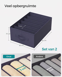 Opvouwbare Kledingkastorganizers met 6 Vakken, Set van 4, 42 x 30 x 17 cm
