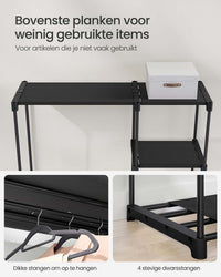 Open Kledingkast met Kledingstangen en Opbergruimte, 112-124 cm breed