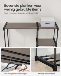 Open Kledingkast met Kledingstangen en Opbergruimte, 112-124 cm breed