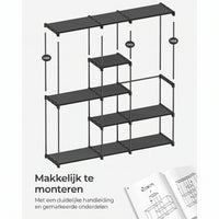 Vrijstaande Kledingkast van Stof met 11 Planken en 3 Hangvakken, 43 x 182 x 182 cm