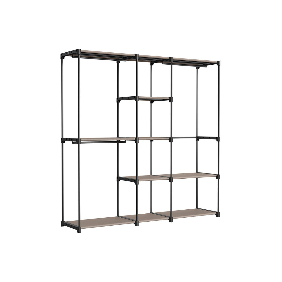 Vrijstaande Kledingkast van Stof met 11 Planken en 3 Hangvakken, 43 x 182 x 182 cm