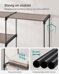 Vrijstaande Kledingkast van Stof met 11 Planken en 3 Hangvakken, 43 x 182 x 182 cm