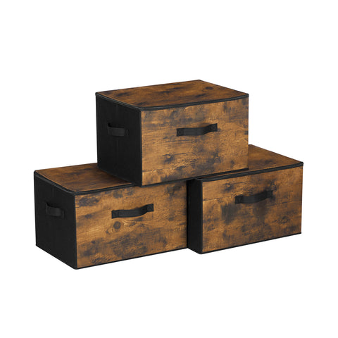 Opbergdozen met Deksel en Ritssluiting, Set van 3, 40 x 30 x 25 cm