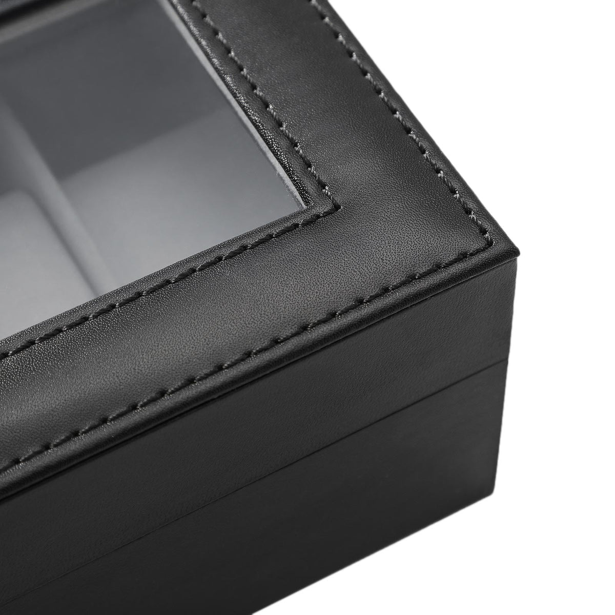 Horlogedoos voor 6 Horloges met Glazen Deksel en Slot, 30 x 11,2 x 8 cm