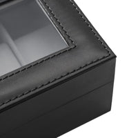 Horlogedoos voor 6 Horloges met Glazen Deksel en Slot, 30 x 11,2 x 8 cm