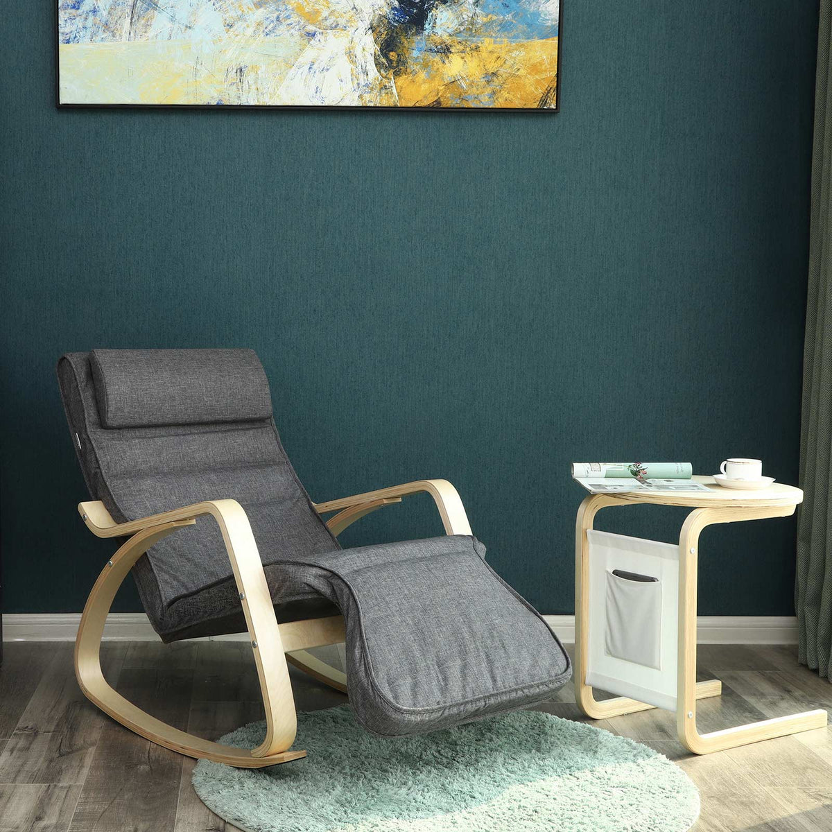 Schommelstoel met 5-voudig Verstelbare Voetensteun, 67 x 115 x 91 cm