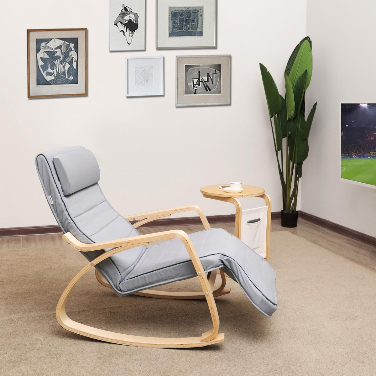 Schommelstoel met 5-voudig Verstelbare Voetensteun, 67 x 115 x 91 cm