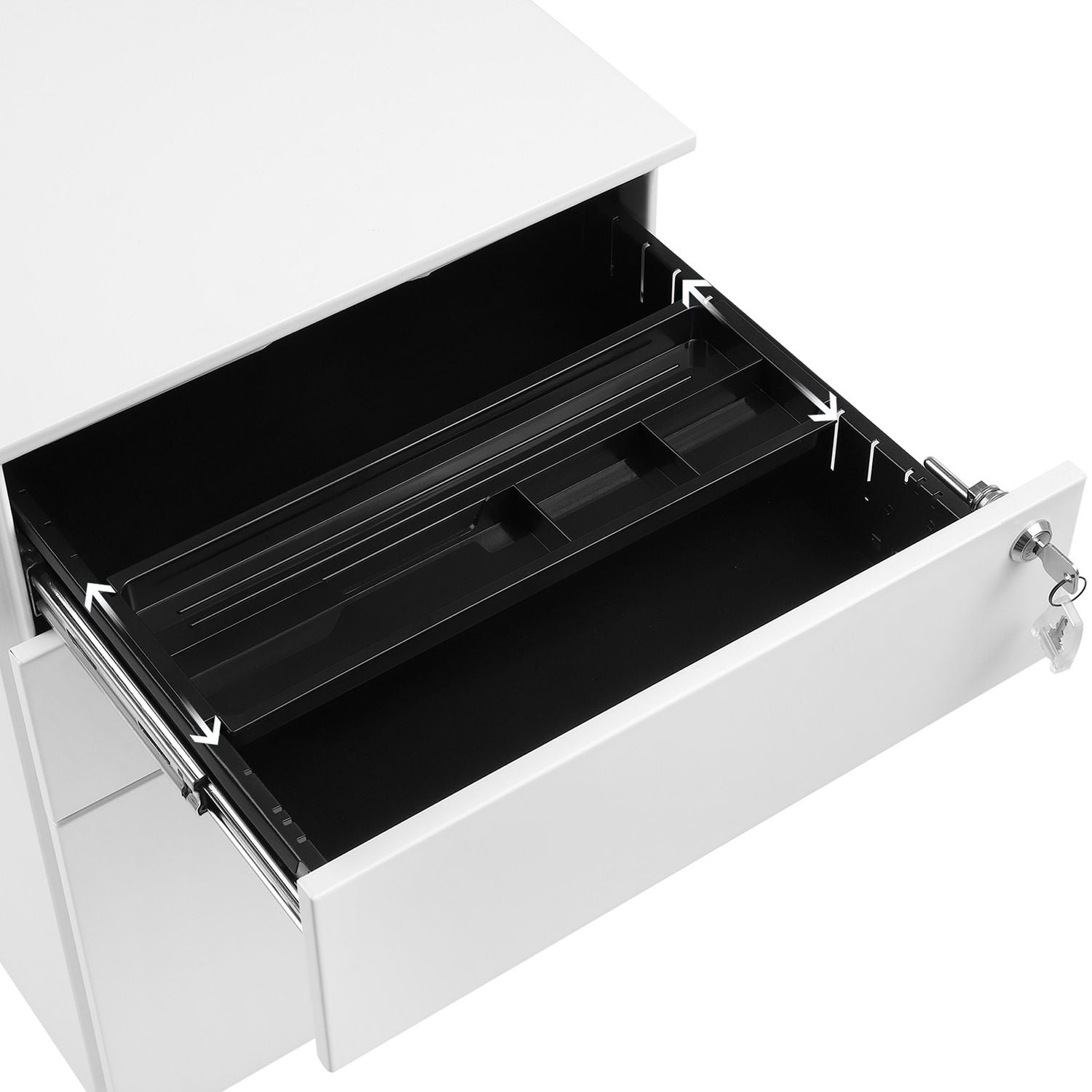 Stalen Rolcontainer met 3 Laden en Hangmap, 52x39x60 cm