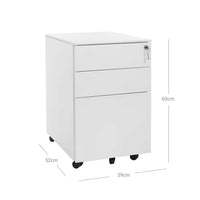 Stalen Rolcontainer met 3 Laden en Hangmap, 52x39x60 cm